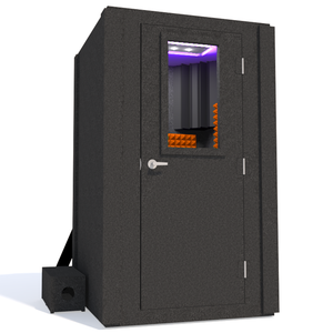Voice Over Basic Package shown from the front with the door closed and orange foam