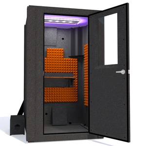 Voice Over Basic Package shown from the front with the door open and orange foam