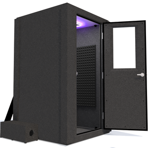Voice Over Basic Package shown from the side with the door open and gray foam