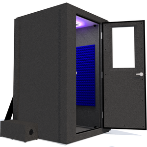 Voice Over Basic Package shown from the side with door open and blue foam