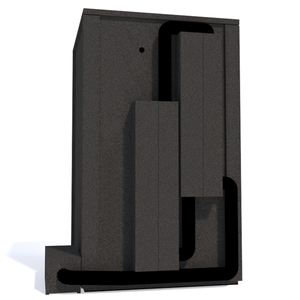 Rear view of the WhisperRoom's Voice Over Deluxe Package - a 4' x 4' double-wall vocal booth, showcasing the Ventilation Silencing System and Exterior Fan Silencer, demonstrating its advanced soundproofing features.